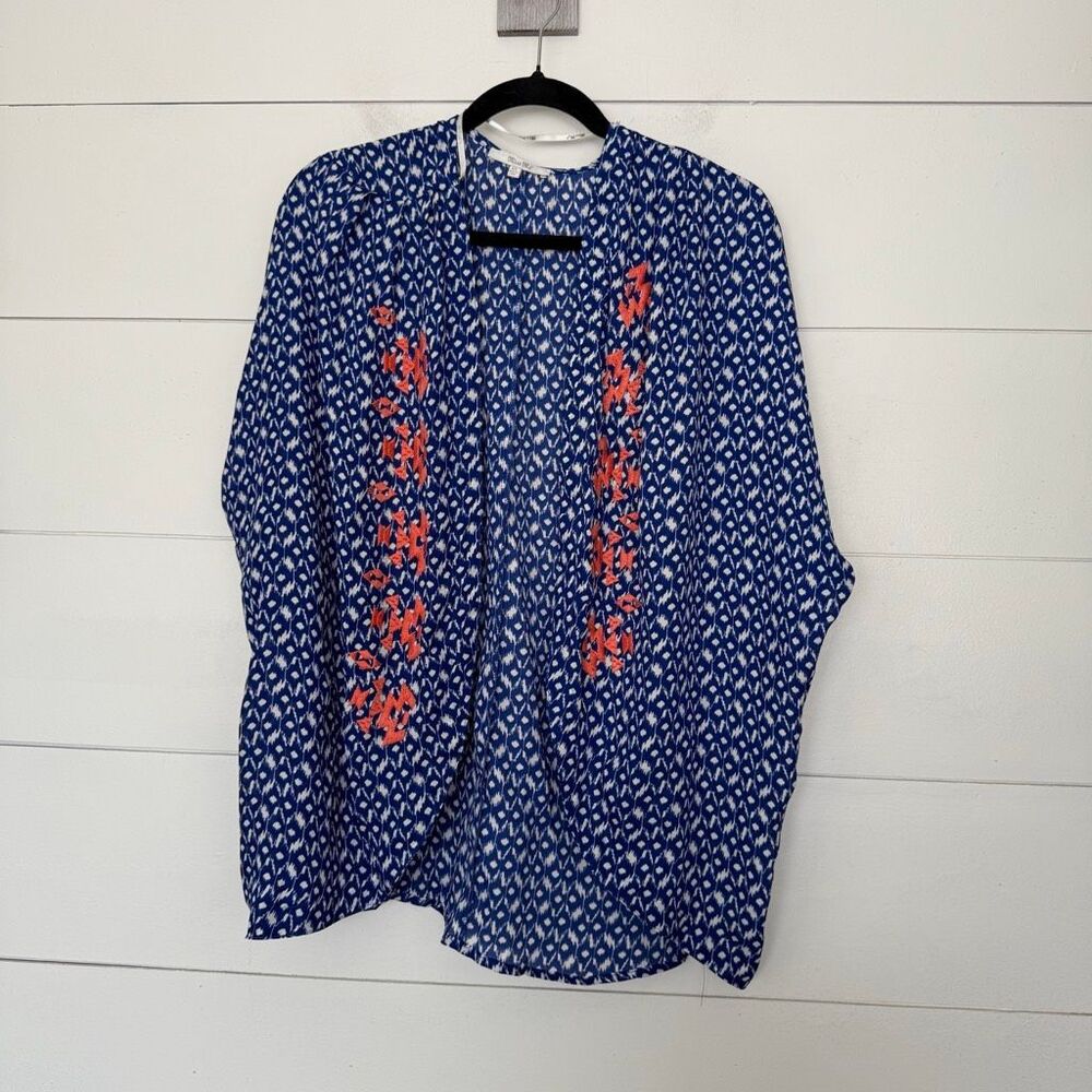 Miss Me Womenβs XS Blue White Open Cardigan
